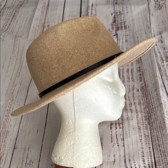 Classic Tan Wool Blend Wide Brimmed Fedora Hat - Picture 13 of 15